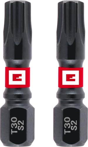 Original Einhell Impact-Bits mit Doppel-Torsion, 2-tlg., 30 mm, T30 (S2-Stahl, hohe Langlebigkeit, doppelter Torsionseffekt, roter Farbring, C 6.3 Schaft) von Einhell