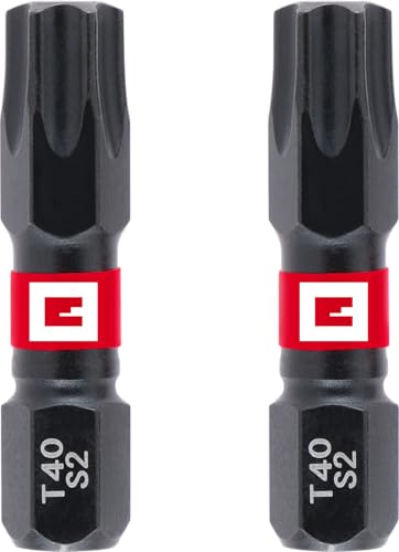 Original Einhell Impact-Bits mit Doppel-Torsion, 2-tlg., 30 mm, T40 (S2-Stahl, hohe Langlebigkeit, doppelter Torsionseffekt, roter Farbring, C 6.3 Schaft) von Einhell Accessories