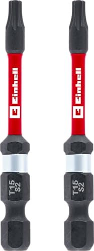 Original Einhell Impact-Bits mit Doppel-Torsion, 2-tlg., 60 mm, T15 (S2-Stahl, hohe Langlebigkeit, doppelter Torsionseffekt, roter Farbring, E 6.3 Schaft) von Einhell