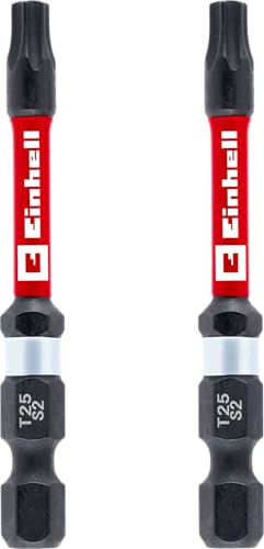 Original Einhell Impact-Bits mit Doppel-Torsion, 2-tlg., 60 mm, T25 (S2-Stahl, hohe Langlebigkeit, doppelter Torsionseffekt, roter Farbring, E 6.3 Schaft) von Einhell