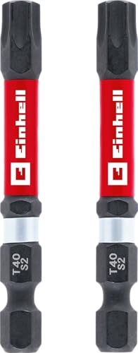 Original Einhell Impact-Bits mit Doppel-Torsion, 2-tlg., 60 mm, T40 (S2-Stahl, hohe Langlebigkeit, doppelter Torsionseffekt, roter Farbring, E 6.3 Schaft) von Einhell Accessories