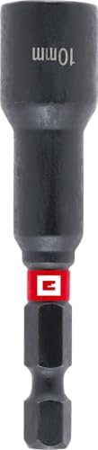 Original Einhell Magnetische Impact-Sechskant-Steckschlüssel mit 1/4" E 6.3 Schaft, 10 mm (Chrom Vanadium, Torsionszone, Dauermagnet, roter Farbring) von Einhell Accessories