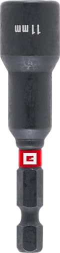 Original Einhell Magnetische Impact-Sechskant-Steckschlüssel mit 1/4" E 6.3 Schaft, 11 mm (Chrom Vanadium, Torsionszone, Dauermagnet, roter Farbring) von Einhell Accessories