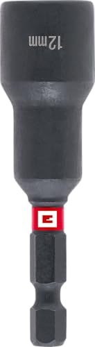 Original Einhell Magnetische Impact-Sechskant-Steckschlüssel mit 1/4" E 6.3 Schaft, 12 mm (Chrom Vanadium, Torsionszone, Dauermagnet, roter Farbring) von Einhell