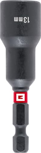 Original Einhell Magnetische Impact-Sechskant-Steckschlüssel mit 1/4" E 6.3 Schaft, 13 mm (Chrom Vanadium, Torsionszone, Dauermagnet, roter Farbring) von Einhell