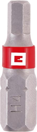 Original Einhell Standard-Bits, 3-tlg., 25 mm, Hex 4 (Chrom Vanadium, präzises Schrauben, gute Kontrolle, roter Farbring, C 6.3 Schaft) von Einhell