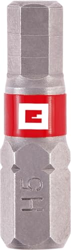 Original Einhell Standard-Bits, 3-tlg., 25 mm, Hex 5 (Chrom Vanadium, präzises Schrauben, gute Kontrolle, roter Farbring, C 6.3 Schaft) von Einhell Accessories