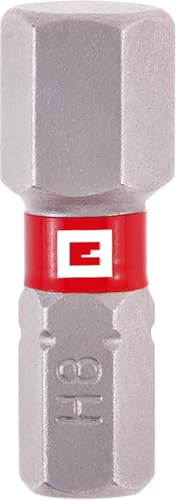 Original Einhell Standard-Bits, 3-tlg., 25 mm, Hex 8 (Chrom Vanadium, präzises Schrauben, gute Kontrolle, roter Farbring, C 6.3 Schaft) von Einhell Accessories