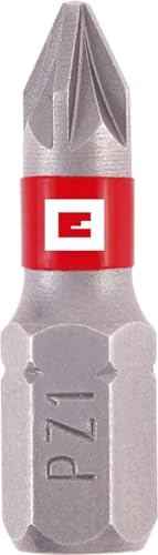 Original Einhell Standard-Bits, 3-tlg., 25 mm, PZ1 (Chrom Vanadium, präzises Schrauben, gute Kontrolle, roter Farbring, C 6.3 Schaft) von Einhell Accessories