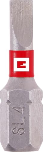 Original Einhell Standard-Bits, 3-tlg., 25 mm, Slot 4 (Chrom Vanadium, präzises Schrauben, gute Kontrolle, roter Farbring, C 6.3 Schaft) von Einhell Accessories