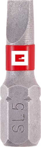 Original Einhell Standard-Bits, 3-tlg., 25 mm, Slot 5 (Chrom Vanadium, präzises Schrauben, gute Kontrolle, roter Farbring, C 6.3 Schaft) von Einhell Accessories