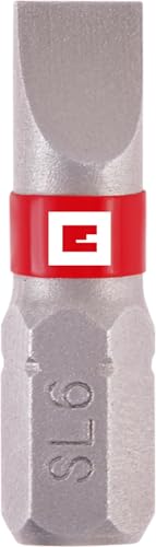 Original Einhell Standard-Bits, 3-tlg., 25 mm, Slot 6 (Chrom Vanadium, präzises Schrauben, gute Kontrolle, roter Farbring, C 6.3 Schaft) von Einhell Accessories