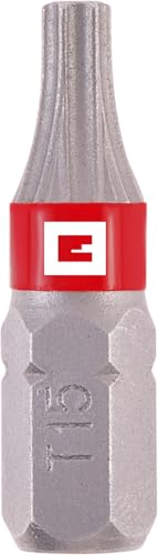 Original Einhell Standard-Bits, 3-tlg., 25 mm, T15 (Chrom Vanadium, präzises Schrauben, gute Kontrolle, roter Farbring, C 6.3 Schaft) von Einhell Accessories