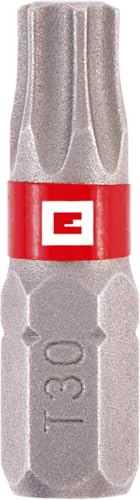 Original Einhell Standard-Bits, 3-tlg., 25 mm, T30 (Chrom Vanadium, präzises Schrauben, gute Kontrolle, roter Farbring, C 6.3 Schaft) von Einhell Accessories