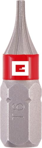 Original Einhell Standard-Bits, 3-tlg., 25 mm, T6 (Chrom Vanadium, präzises Schrauben, gute Kontrolle, roter Farbring, C 6.3 Schaft) von Einhell Accessories