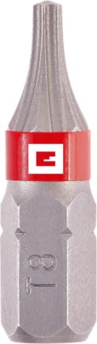 Original Einhell Standard-Bits, 3-tlg., 25 mm, T8 (Chrom Vanadium, präzises Schrauben, gute Kontrolle, roter Farbring, C 6.3 Schaft) von Einhell Accessories