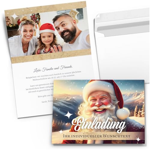 10 PERSONALISIERTE Einladungskarten Weihnachten mit Foto und Text - Einladung Karte Weihnachten Weihnachtsfeier Familienfoto Logo geschäftlich Motiv 1 von Einladungskarten Manufaktur Hamburg