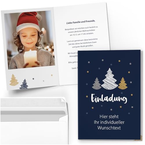 10 PERSONALISIERTE Einladungskarten Weihnachten mit Foto und Text - Einladung Karte Weihnachten Weihnachtsfeier Familienfoto Logo geschäftlich Motiv 14 von Einladungskarten Manufaktur Hamburg