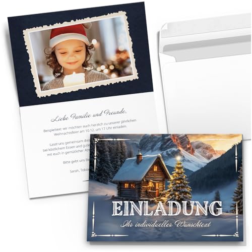 10 PERSONALISIERTE Einladungskarten Weihnachten mit Foto und Text - Einladung Karte Weihnachten Weihnachtsfeier Familienfoto Logo geschäftlich Motiv 19 von Einladungskarten Manufaktur Hamburg