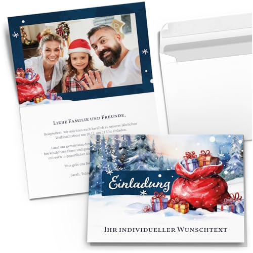 10 PERSONALISIERTE Einladungskarten Weihnachten mit Foto und Text - Einladung Karte Weihnachten Weihnachtsfeier Familienfoto Logo geschäftlich Motiv 2 von Einladungskarten Manufaktur Hamburg