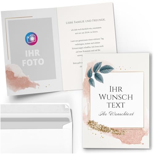 10 PERSONALISIERTE Einladungskarten für Geburtstag Hochzeit Kommunion Konfirmation Jugendweihe Einladung Karten mit eigenem Text und Foto 07 Modern von Einladungskarten Manufaktur Hamburg