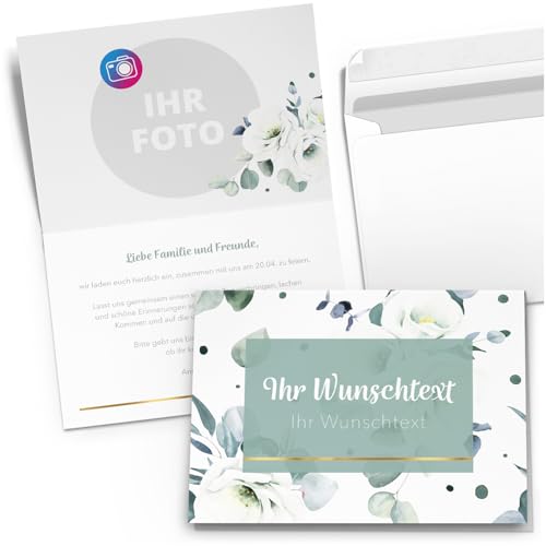 10 PERSONALISIERTE Einladungskarten für Geburtstag Hochzeit Kommunion Konfirmation Jugendweihe Einladung Karten mit eigenem Text und Foto 11 Romantisch von Einladungskarten Manufaktur Hamburg