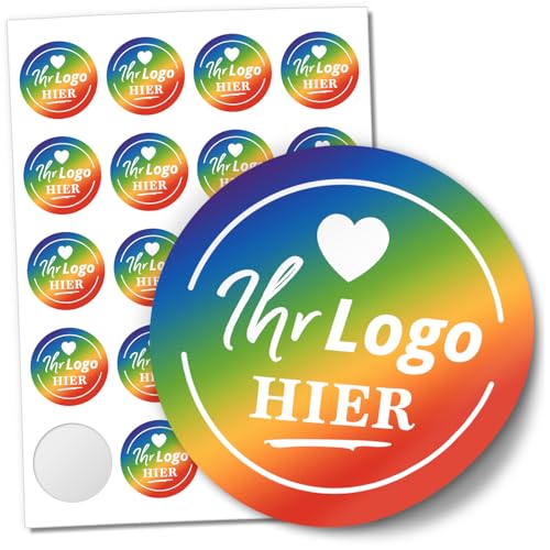 100 Logo Aufkleber rund PERSONALISIERT selbst gestaltet Foto Etiketten für Firma Unternehmen Selbstständig Band Firmenlogo Eigentum 4,6 cm von Einladungskarten Manufaktur Hamburg