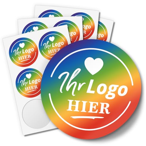 120 Logo Aufkleber rund PERSONALISIERT selbst gestaltet für Firma Unternehmen Selbstständig Band Firmenlogo Eigentum 4cm von Einladungskarten Manufaktur Hamburg