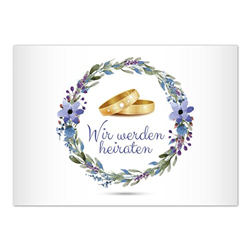 Einladungskarten Manufaktur Hamburg 10 x Save the Date Karten mit Umschlag/Wir werden heiraten - 2 Ringe/Hochzeit/Liebe/Heirat/Einladung von Einladungskarten Manufaktur Hamburg