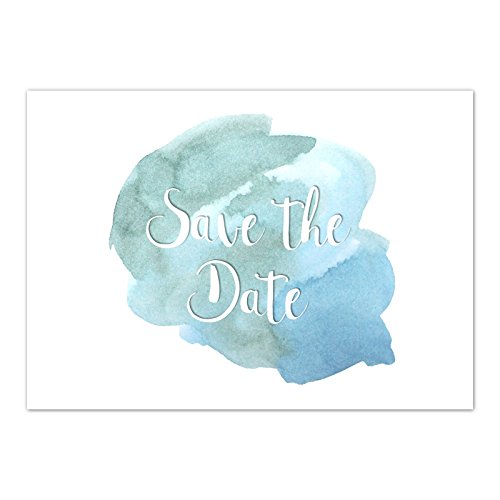 10 x Save the Date Karten mit Umschlag/Farbfleck Aquarell Modern/Hochzeit/Liebe/Heirat/Einladung/Verkündung von Einladungskarten Manufaktur Hamburg