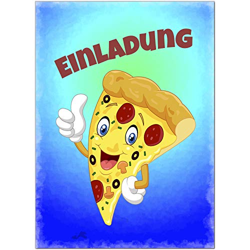 8 Einladungskarten Kindergeburtstag mit Umschlägen, Pizza Party - für Jungen und Mädchen, Karte Geburtstag Einladung zum Ausfüllen von Einladungskarten Manufaktur Hamburg