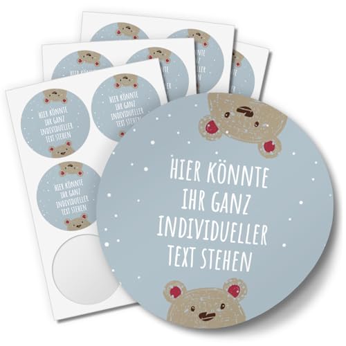 24 Weihnachtsaufkleber PERSONALISIERT mit Ihrem Text für Geschenke und Produkte zu Weihnachten - Aufkleber Etiketten Geschenkaufkleber rund, Motiv niedlich von Einladungskarten Manufaktur Hamburg