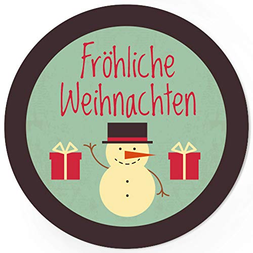 48 Weihnachtsaufkleber (Schneemann) - für Geschenke zu Weihnachten - Sticker Aufkleber Etiketten Geschenkaufkleber Verpacken, rund von Einladungskarten Manufaktur Hamburg