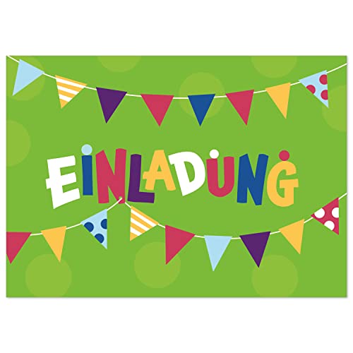 8 Einladungskarten Kindergeburtstag mit Umschlägen, Party Girlande, Karte Geburtstag Einladung zum Ausfüllen von Einladungskarten Manufaktur Hamburg