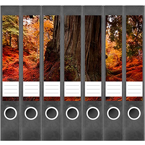 Etiketten für Ordner | Baum natur rötlich | 7 Aufkleber für schmale Ordnerrücken | Selbstklebende Design Ordneretiketten Rückenschilder von Einladungskarten Manufaktur Hamburg