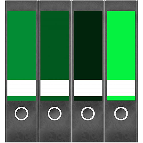 Etiketten für Ordner | Farbmix Grün 3 | 4 breite Aufkleber für Ordnerrücken | Selbstklebende Design Ordneretiketten Rückenschilder von Einladungskarten Manufaktur Hamburg