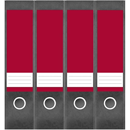 Etiketten für Ordner | Rot 1 | 4 breite Aufkleber für Ordnerrücken | Selbstklebende Design Ordneretiketten Rückenschilder von Einladungskarten Manufaktur Hamburg