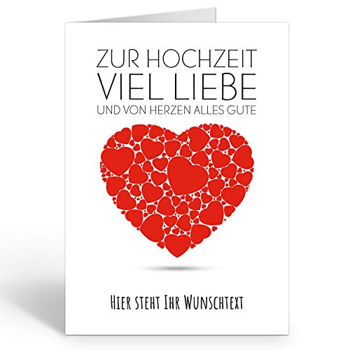 Große Glückwunschkarte zur Hochzeit XXL (A4) PERSONALISIERT - Zur Hochzeit mit Herz rot - mit Umschlag/Edle Design Klappkarte/Hochzeitskarte/Glückwunsch/Ehepaar/Extra groß für viele Unterschriften von Einladungskarten Manufaktur Hamburg