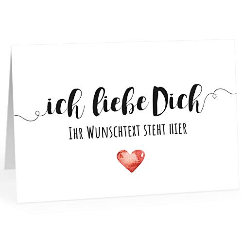 Große Ich Liebe Dich XXL-Karte zum Aufklappen (DIN A4) PERSONALISIERT - Wunschname mit Herz - mit Umschlag/Edle Design Klappkarte/Geburtstag/Valentinstag/Extra Groß von Einladungskarten Manufaktur Hamburg