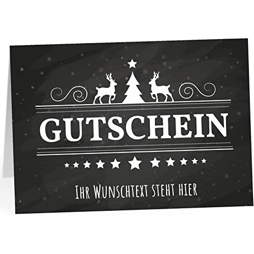 Großer XXL Gutschein (A4) zur Weihnachtszeit - PERSONALISIERT - Klassisch modern - große Klappkarte als Geschenk zu Weihnachten für Sie und Ihn, Paare, Freunde, Großeltern und Eltern von Einladungskarten Manufaktur Hamburg