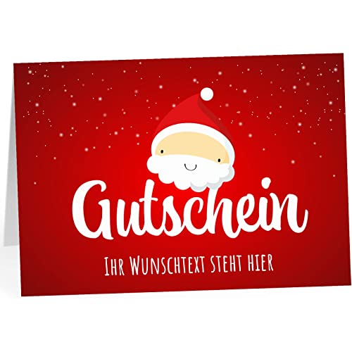 Großer XXL Gutschein (A4) zur Weihnachtszeit - PERSONALISIERT - Weihnachtsmann - große Klappkarte als Geschenk zu Weihnachten für Sie und Ihn, Paare, Freunde, Großeltern und Eltern, Nikolaus von Einladungskarten Manufaktur Hamburg