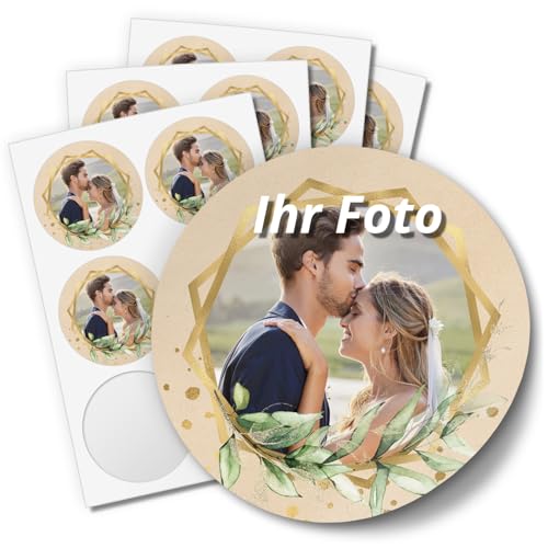 Personalisierbare Aufkleber mit eigenem Foto für Hochzeit Einladung Taufe Verlobung Save the Date Geburtstag Konfirmation Jugendweihe Kommunion 03 von Einladungskarten Manufaktur Hamburg