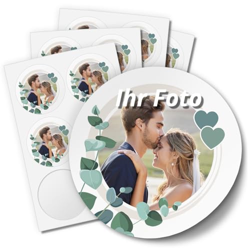 Personalisierbare Aufkleber mit eigenem Foto für Hochzeit Einladung Taufe Verlobung Save the Date Geburtstag Konfirmation Jugendweihe Kommunion 08 von Einladungskarten Manufaktur Hamburg