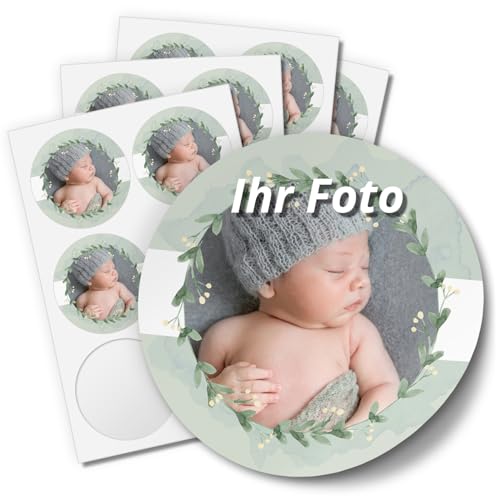 Personalisierbare Aufkleber mit eigenem Foto für Hochzeit Einladung Taufe Verlobung Save the Date Geburtstag Konfirmation baby geburt Kommunion 09 von Einladungskarten Manufaktur Hamburg