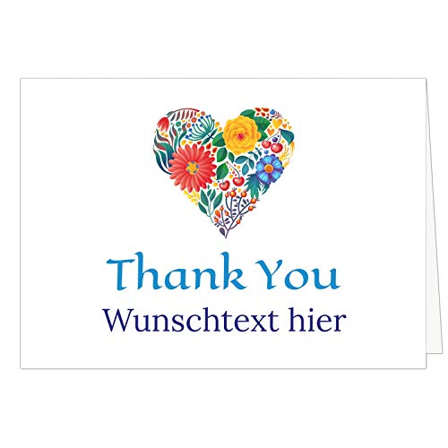 XXL Dankeskarte (A4) | PERSONALISIERT | Thank you Englisch | mit Umschlag | hochwertige Klappkarte | Mit Ihrem Text anpassbar | Große Karte | Maxi Danksagung | Karte | Überformat von Einladungskarten Manufaktur Hamburg