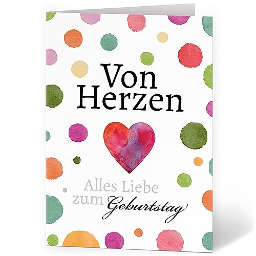 XXL Glückwunschkarte zum Geburtstag (A4) Von Herzen - hochwertige Klappkarte | Große Design Maxi Karte Grußkarte Geburtstagskarte mit Umschlag von Einladungskarten Manufaktur Hamburg