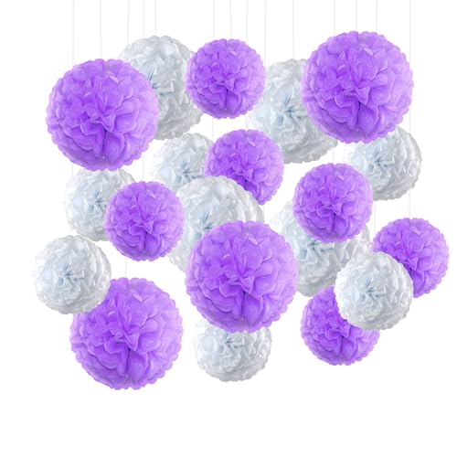 5er Mix Pom Poms EinsSein® 3x Medium (25cm) 2x Large (35cm) flieder Hochzeit Wedding Pompons Dekokugel von EinsSein