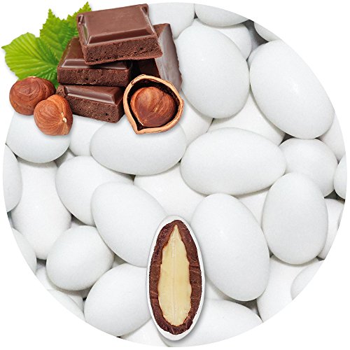 EinsSein 0,5kg Schokomandeln Nougat weiss matt - Hochzeitsmandeln Mandeln Hochzeit Taufmandeln Gastgeschenke Zuckermandeln Bonboniere Confetti Badem sekeri Zucker Candy Bar Süssigkeiten von EinsSein