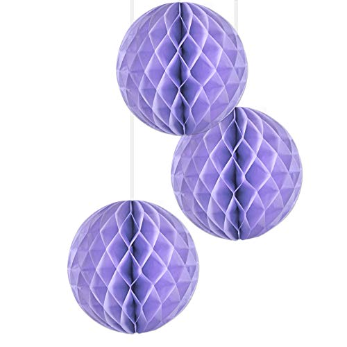 EinsSein 3 x Honeycomb WABENBÄLLE Supreme Flieder DM 25cm Hochzeit Wedding Wabenball Dekoration Lampion von EinsSein