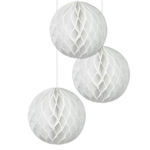 EinsSein 3 x Honeycomb WABENBÄLLE Supreme Weiss DM 25cm Hochzeit Wedding Wabenball Dekoration Lampion von EinsSein